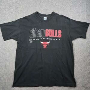 Vtg 90s Chicago Bulls T-Shirt Mens XL Black Salem Single Stitch NBA Basketball